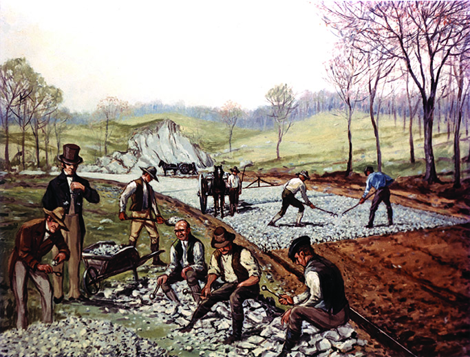 First American Macadam Road, 1823, painting by Carl Rakeman