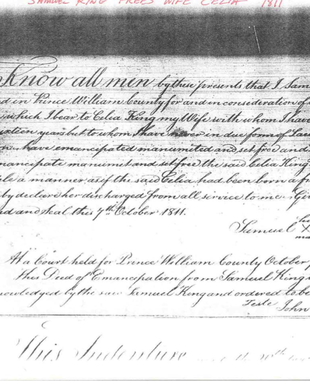Celia King 1811 Deed of Emancipation